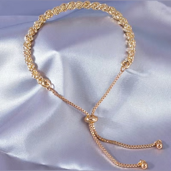 SOLD Vintage Style Knotted Bracelet - 14K Gold Plated - Picture 3 of 5